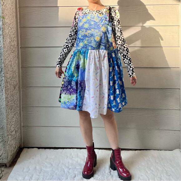 Arcade Dress | Vincent van Gogh Starry Night | Handmade Quilted Dress SKU 05115 - Picture 6 of 16